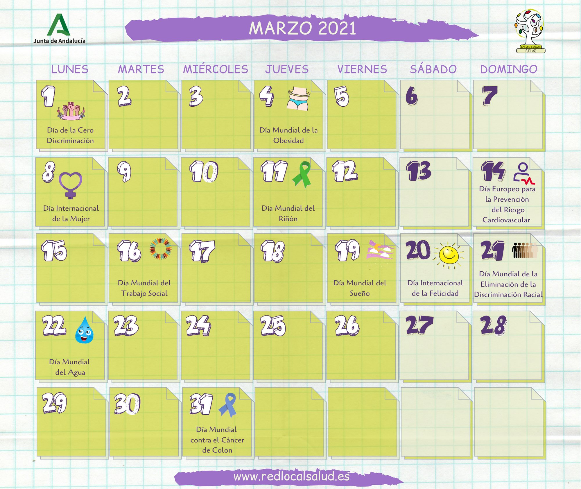 Calendario de Mundiales y salud | Red de Acción en Salud